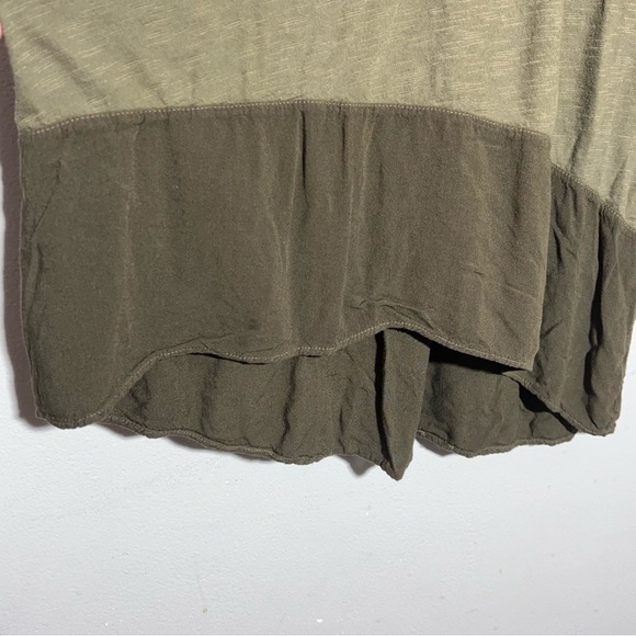 ANTHROPOLOGIE Left of Center Boho Tunic Top Size M Scoop Neck Hi-Lo Olive Green - Picture 4 of 12